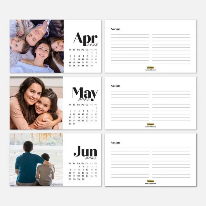 Kişiye Özel Fotoğraflı 2025 Takvimi Masa Takvimi Kırmızı