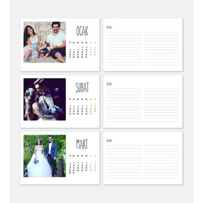 Kişiye Özel Fotoğraflı 2026 Masa Takvimi