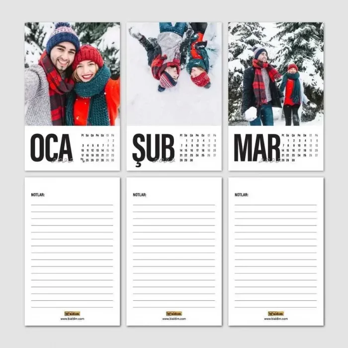 Kişiye Özel Fotoğraflı 2026 Masa Takvimi Kraft