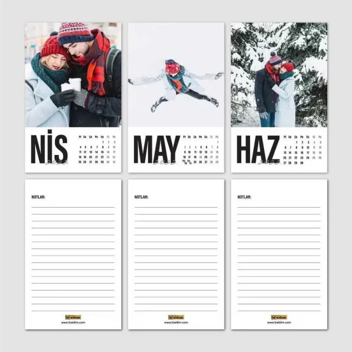 Kişiye Özel Fotoğraflı 2026 Masa Takvimi Kraft