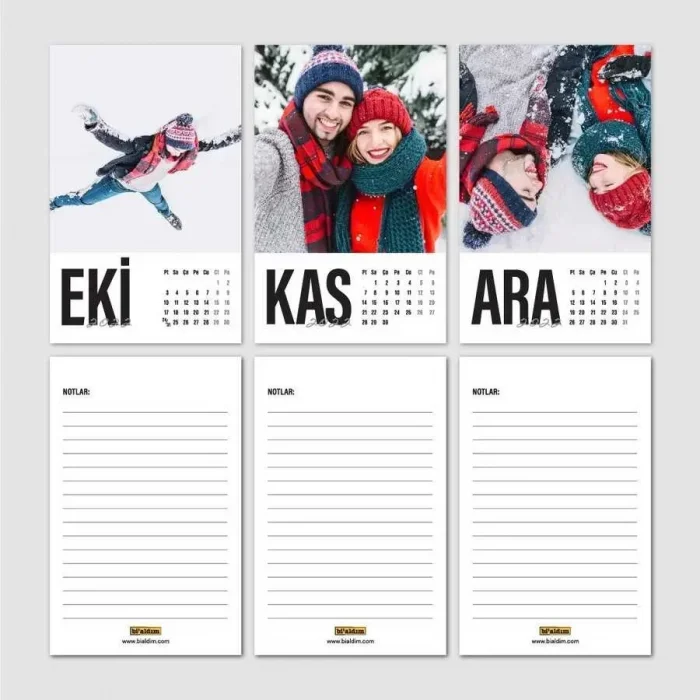 Kişiye Özel Fotoğraflı 2026 Masa Takvimi Siyah