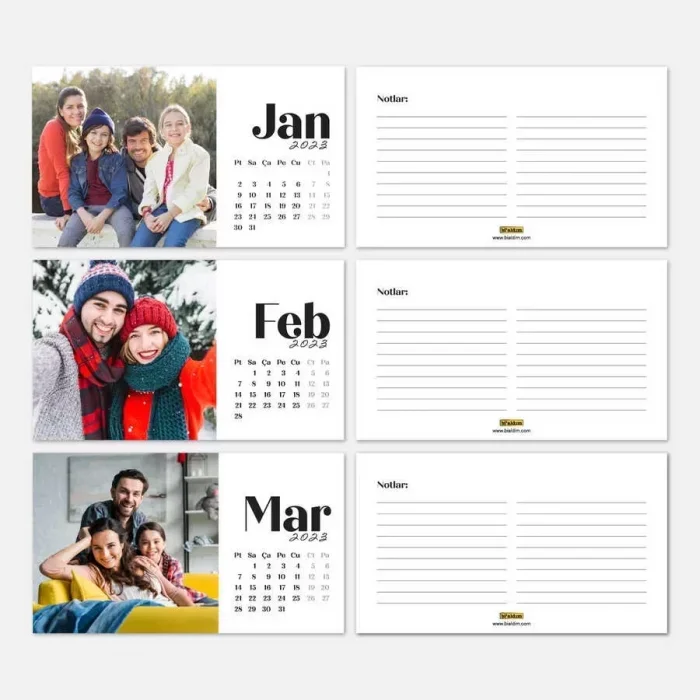 Kişiye Özel Fotoğraflı 2026 Takvimi Masa Takvimi Siyah