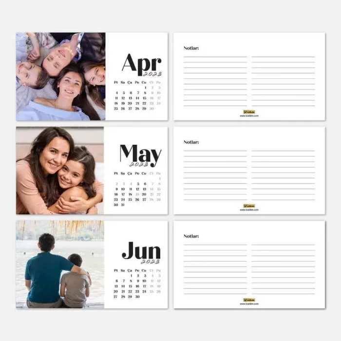 Kişiye Özel Fotoğraflı 2026 Takvimi Masa Takvimi Siyah