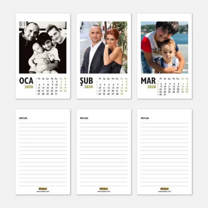 Kişiye Özel Fotoğraflı Dikey Masa Takvimi 2025