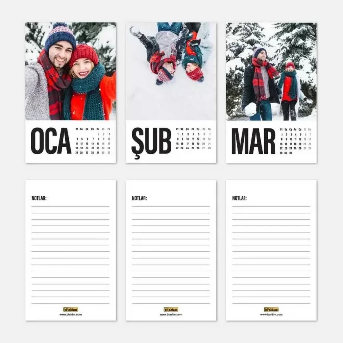 Kişiye Özel Fotoğraflı Masa Takvimi 2025 - Siyah