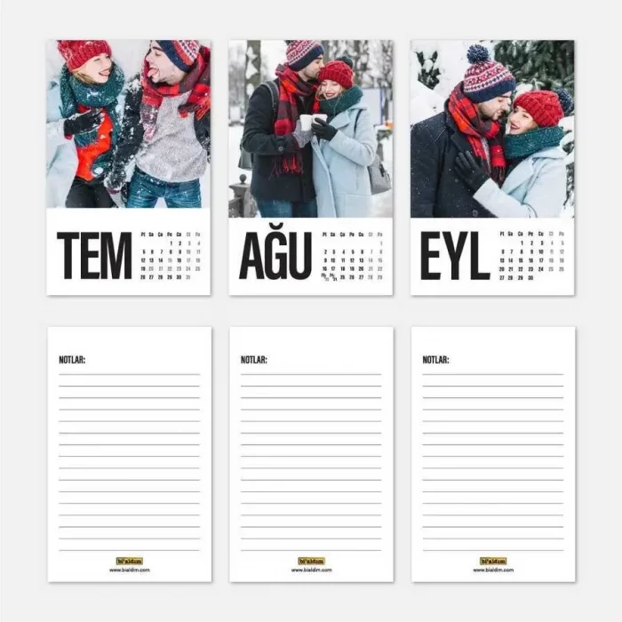 Kişiye Özel Fotoğraflı Masa Takvimi 2025 - Siyah