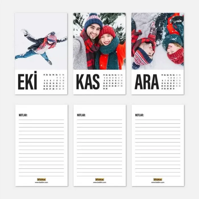 Kişiye Özel Fotoğraflı Masa Takvimi 2025 - Siyah