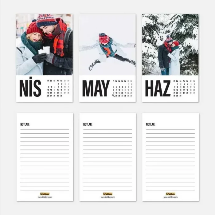 Kişiye Özel Fotoğraflı Masa Takvimi 2026 - Kırmızı