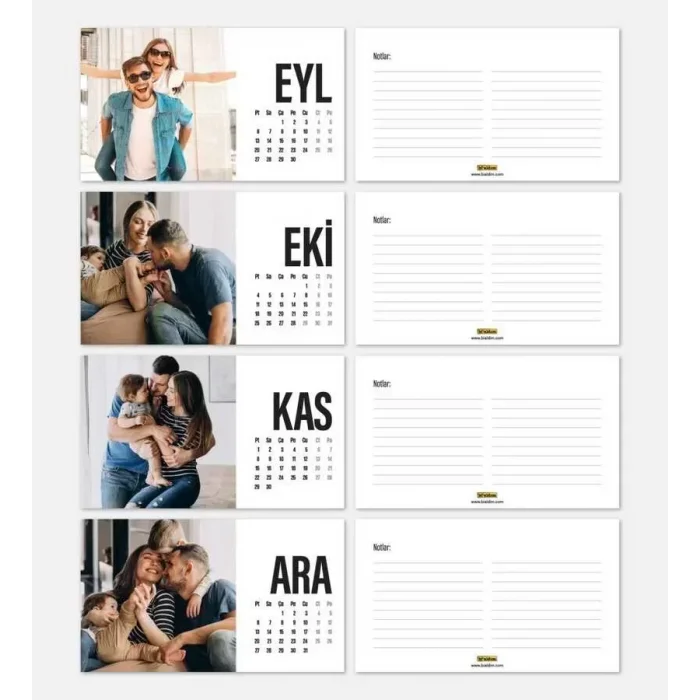 Kişiye Özel Fotoğraflı Masa Takvimi 2026 - Kırmızı