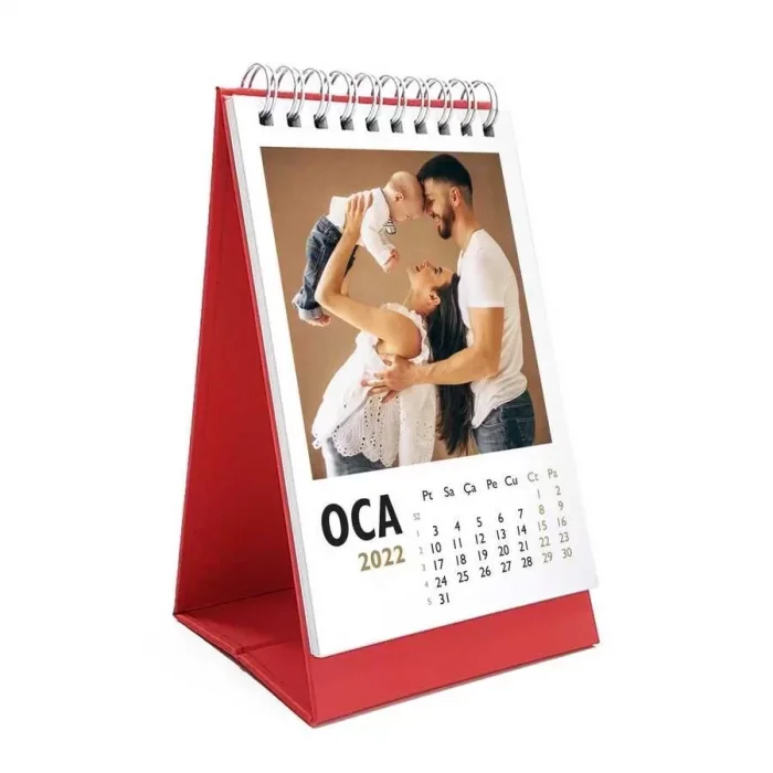 Kişiye Özel Fotoğraflı Takvim 2025 Kırmızı Masa Takvimi