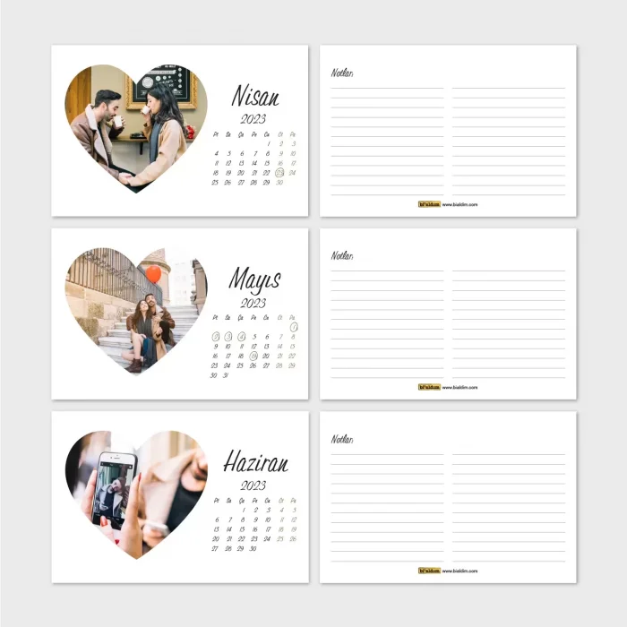 Kişiye Özel Fotoğraflı Takvim, 2025 Masa Takvimi, Kalpli Fotoğraflı