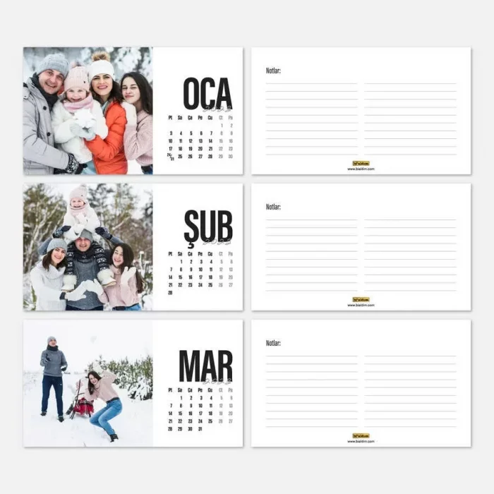 Kişiye Özel Fotoğraflı Takvim 2025 Masa Takvimi Kırmızı