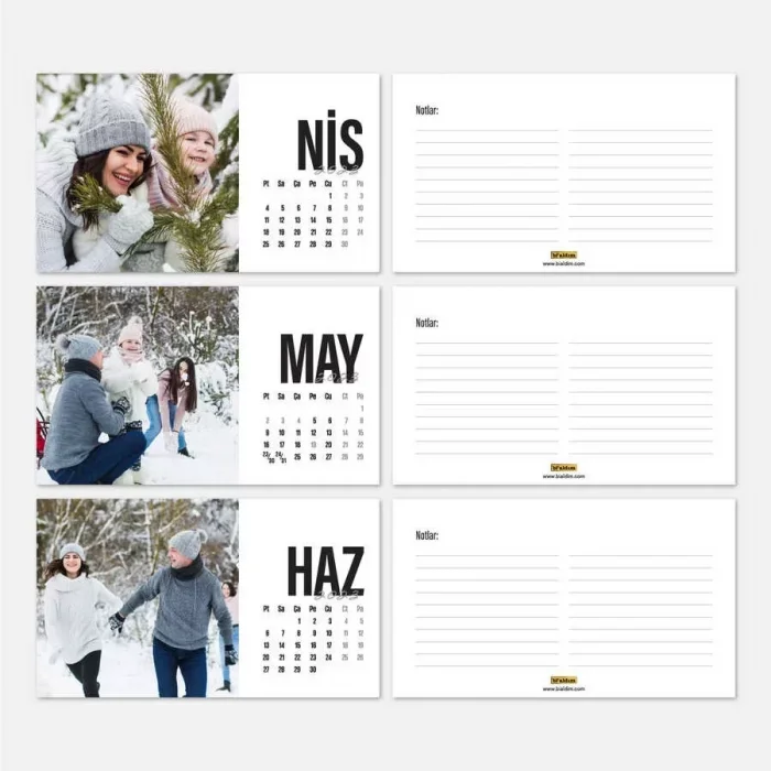 Kişiye Özel Fotoğraflı Takvim 2025 Masa Takvimi Kırmızı