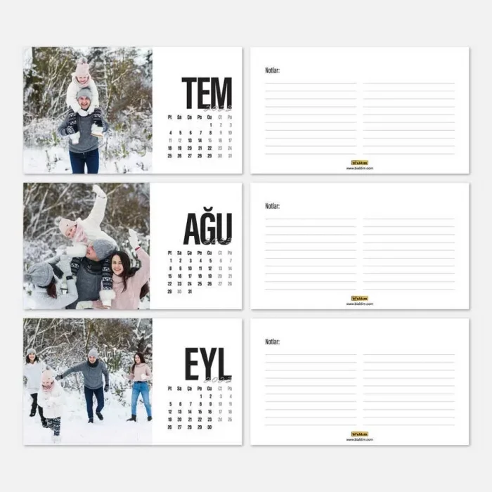 Kişiye Özel Fotoğraflı Takvim 2025 Masa Takvimi Kırmızı