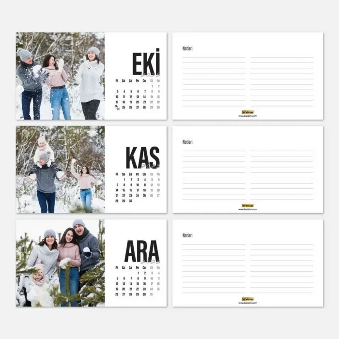 Kişiye Özel Fotoğraflı Takvim 2025 Masa Takvimi Kraft