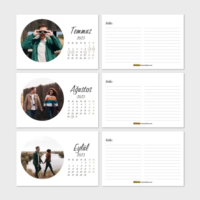 Kişiye Özel Fotoğraflı Takvim, 2025 Masa Takvimi, Yuvarlak Fotoğraflı