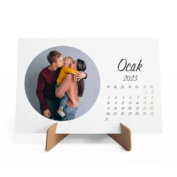 Kişiye Özel Fotoğraflı Takvim, 2026 Masa Takvimi, Yuvarlak Fotoğraflı