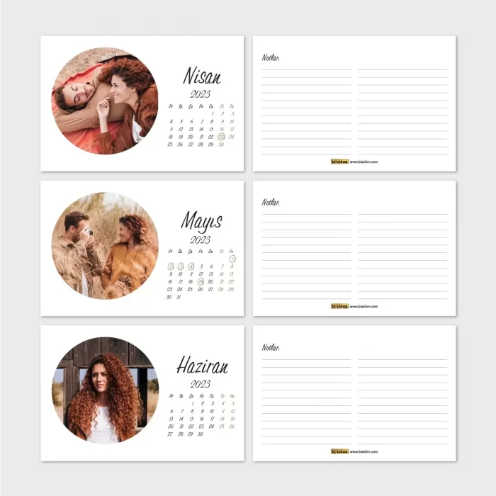 Kişiye Özel Fotoğraflı Takvim, 2026 Masa Takvimi, Yuvarlak Fotoğraflı