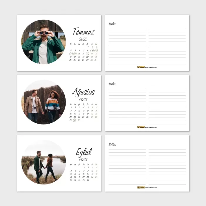 Kişiye Özel Fotoğraflı Takvim, 2026 Masa Takvimi, Yuvarlak Fotoğraflı