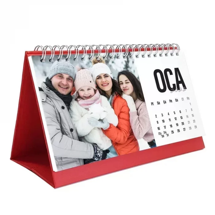 Kişiye Özel Fotoğraflı Takvim 2027 Masa Takvimi Kırmızı