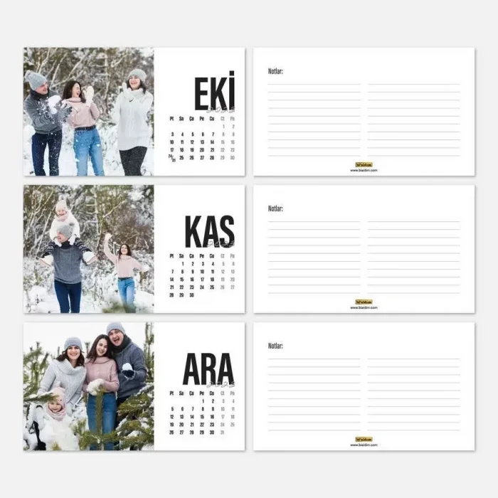 Kişiye Özel Fotoğraflı Takvim 2027 Masa Takvimi Kraft