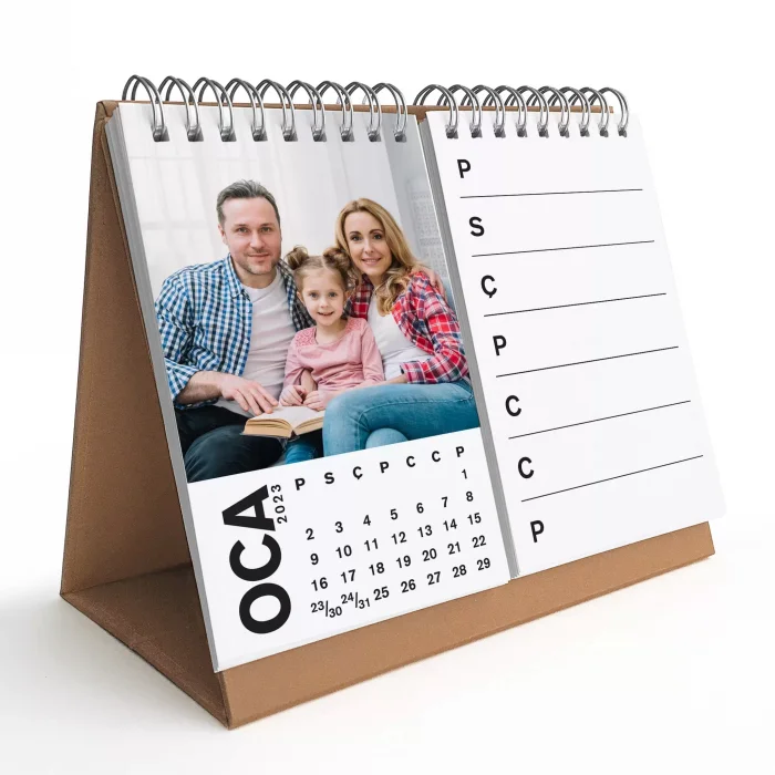 Kişiye Özel Fotoğraflı Takvim, Haftalık Planlamalı Kişiye Özel Takvim, Fotoğraflı Masa Takvimi, Kraft Üçgen 2026 Takvim, Organizer Takvim