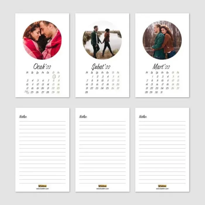 Kişiye Özel Yuvarlak Fotoğraflı 2025 Masa Takvimi Dikey Kraft