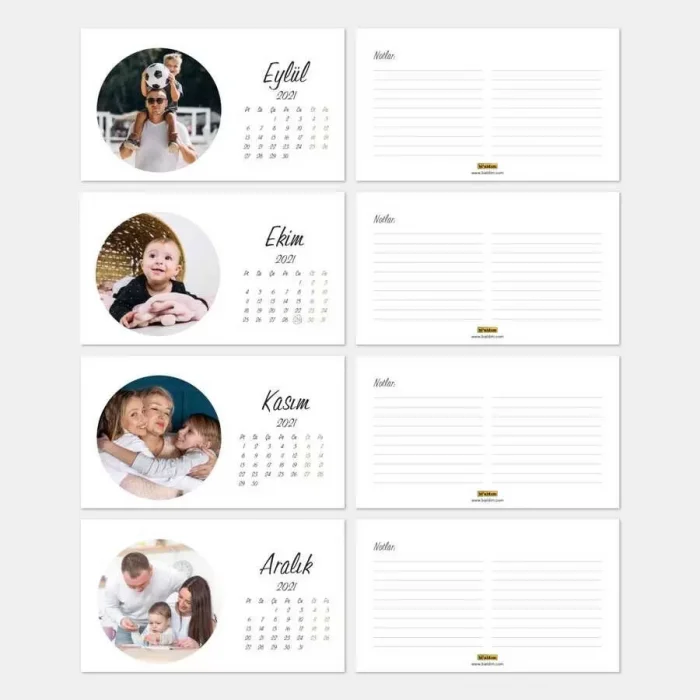 Kişiye Özel Yuvarlak Fotoğraflı 2025 Masa Takvimi - Kırmızı