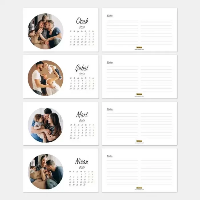 Kişiye Özel Yuvarlak Fotoğraflı 2026 Masa Takvimi