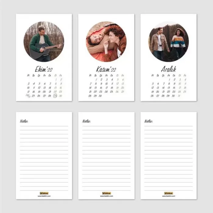 Kişiye Özel Yuvarlak Fotoğraflı 2026 Masa Takvimi Dikey Kraft