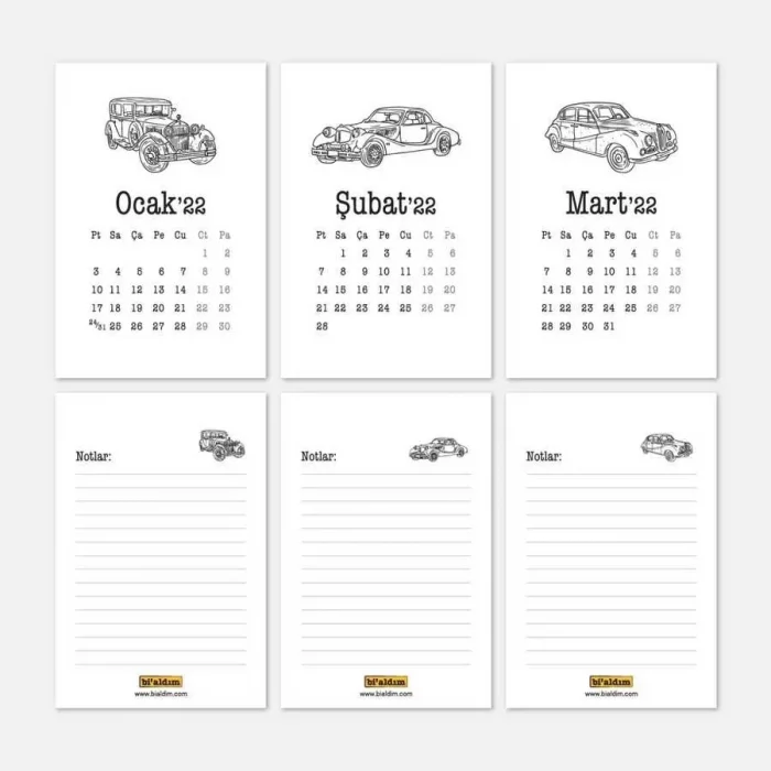 Klasik Arabalar 2025 Takvimi - Masa Takvimi