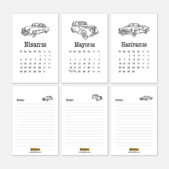 Klasik Arabalar 2025 Takvimi - Masa Takvimi