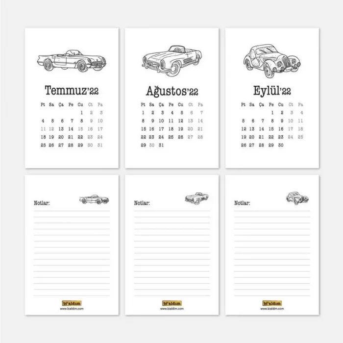 Klasik Arabalar 2025 Takvimi - Masa Takvimi