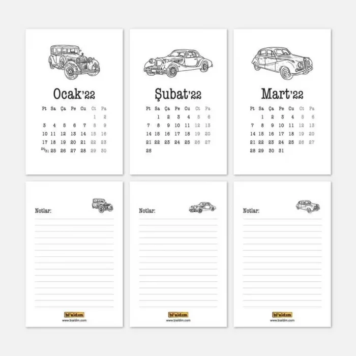 Klasik Arabalar 2026 Takvimi - Masa Takvimi