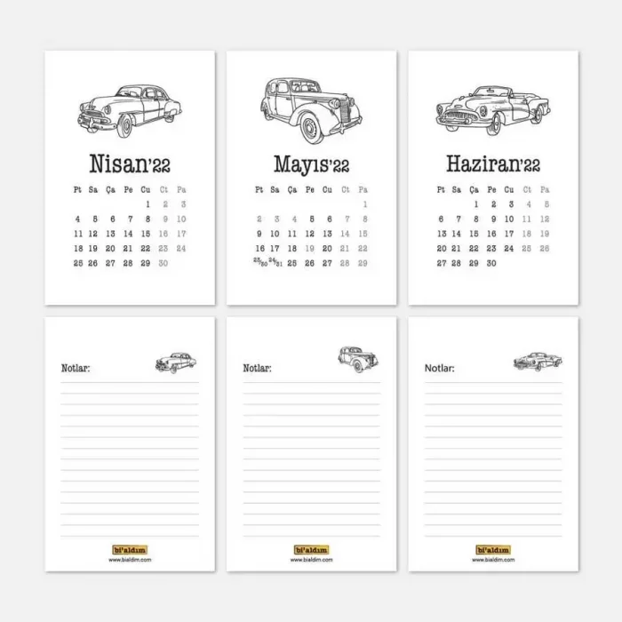 Klasik Arabalar 2026 Takvimi - Masa Takvimi