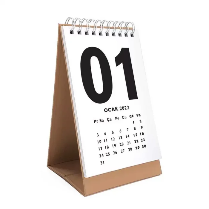 Kraft 2025 Masa Takvimi İngilizce Türkçe Sayı Aylar Konsept