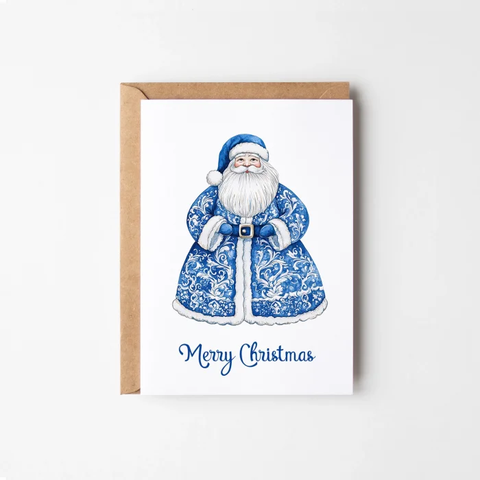 Mavi Desen Yeniyıl Kartları 8’li Set, Lüks Noel Kartları, Mutlu Yıllar Kartı, Tebrik Kartları