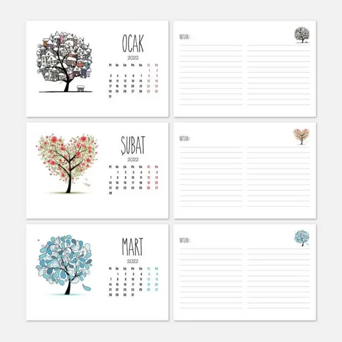 Mevsim Ağaç Takvim 2025 Masa Takvimi