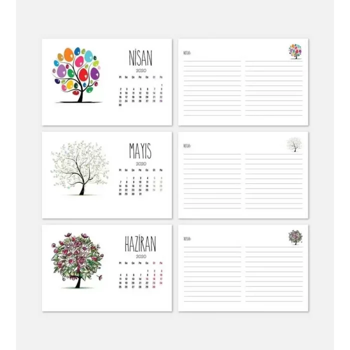 Mevsim Ağaçlar Masa Takvimi | 2026 Masa Takvimi