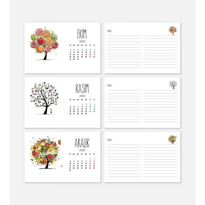 Mevsim Ağaçlar Masa Takvimi | 2026 Masa Takvimi