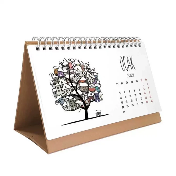 Mevsim Ağaçlı Takvim 2025 Masa Takvimi Kraft