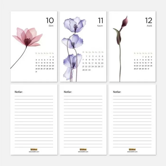 Mevsim Çiçekli Takvim 2026 Masa Takvimi Kraft