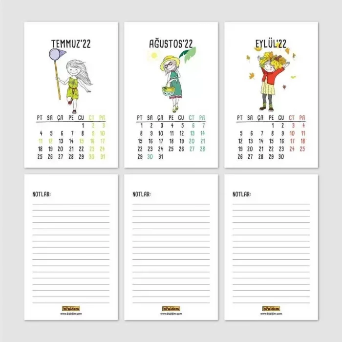 Mevsimsel 2026 Masa Takvimi Sevimli Kız Haftalık Planlayıcı Takvim Kraft