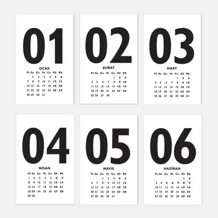 Rakam Serisi 2026 Masa Takvimi - Dikey Kırmızı Beyaz