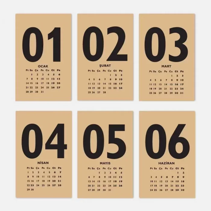 Rakam Serisi 2026 Masa Takvimi - Dikey Kırmızı Kraft
