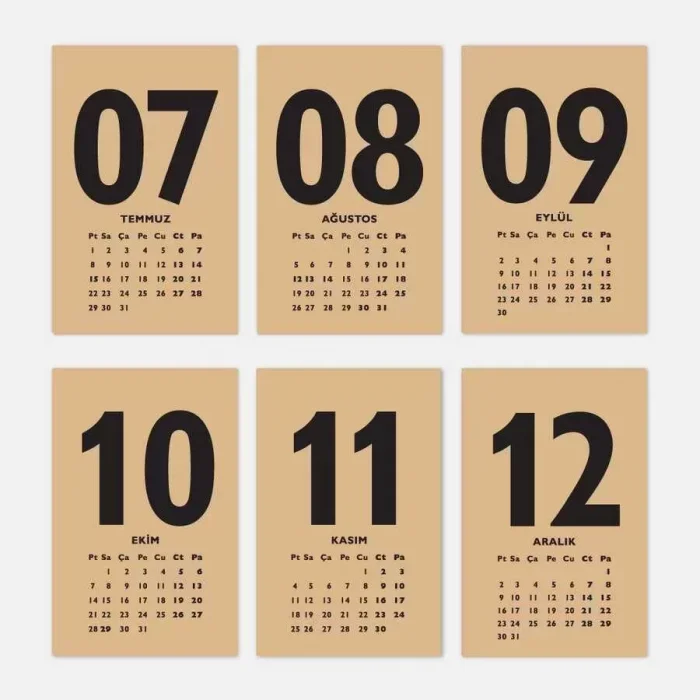 Rakam Serisi 2026 Masa Takvimi - Dikey Kırmızı Kraft