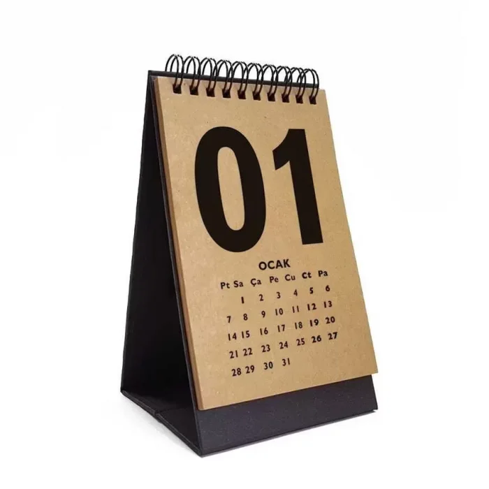 Rakam Serisi 2026 Masa Takvimi - Dikey Siyah Kraft
