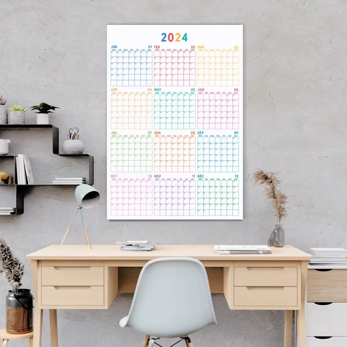 Renkli 2026 Yıllık Planlayıcı, 2026 Duvar Takvimi, Rengarenk Yıllık Planlayıcı