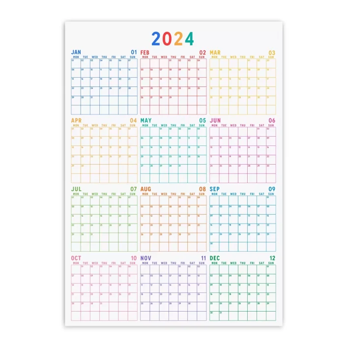 Renkli 2026 Yıllık Planlayıcı, 2026 Duvar Takvimi, Rengarenk Yıllık Planlayıcı