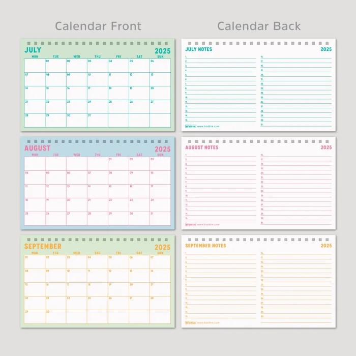 Renkli Sayfalar 2025 Aylık Planlayıcı Masa Takvimi, 2025 Masa Takvimi, Gökkuşağı Renkli Notluk Takvim, Rainbow 2025 Monthly Planner Desk Calendar